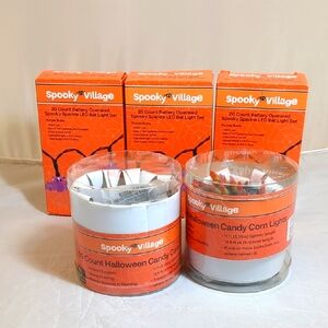Lot of 5 Spooky Village Halloween String Lights Bats, Candy Corn NEW SEALED
